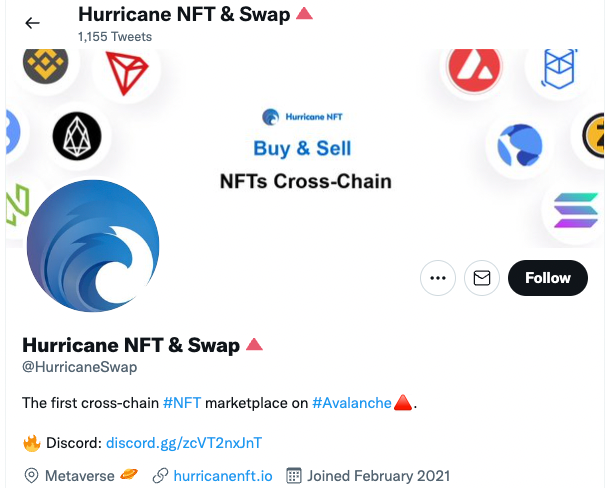 Hurricane NFT positioned itself as the first cross-chain NFT marketplace on Avalanche ecosystem